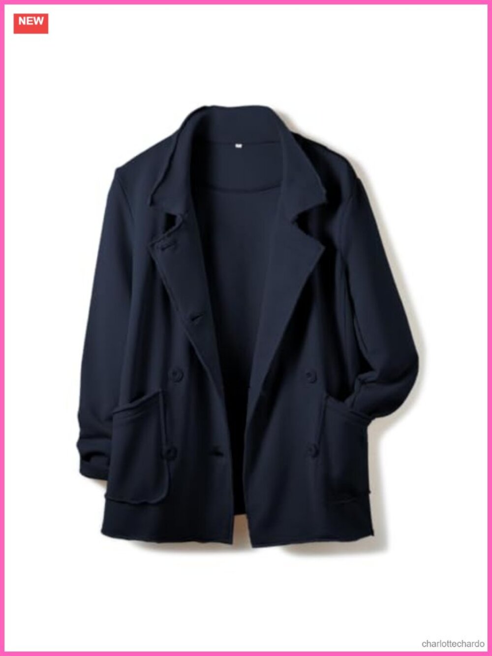 Womens Double Breasted Pea Coat Notch Lapel Trench Jacket